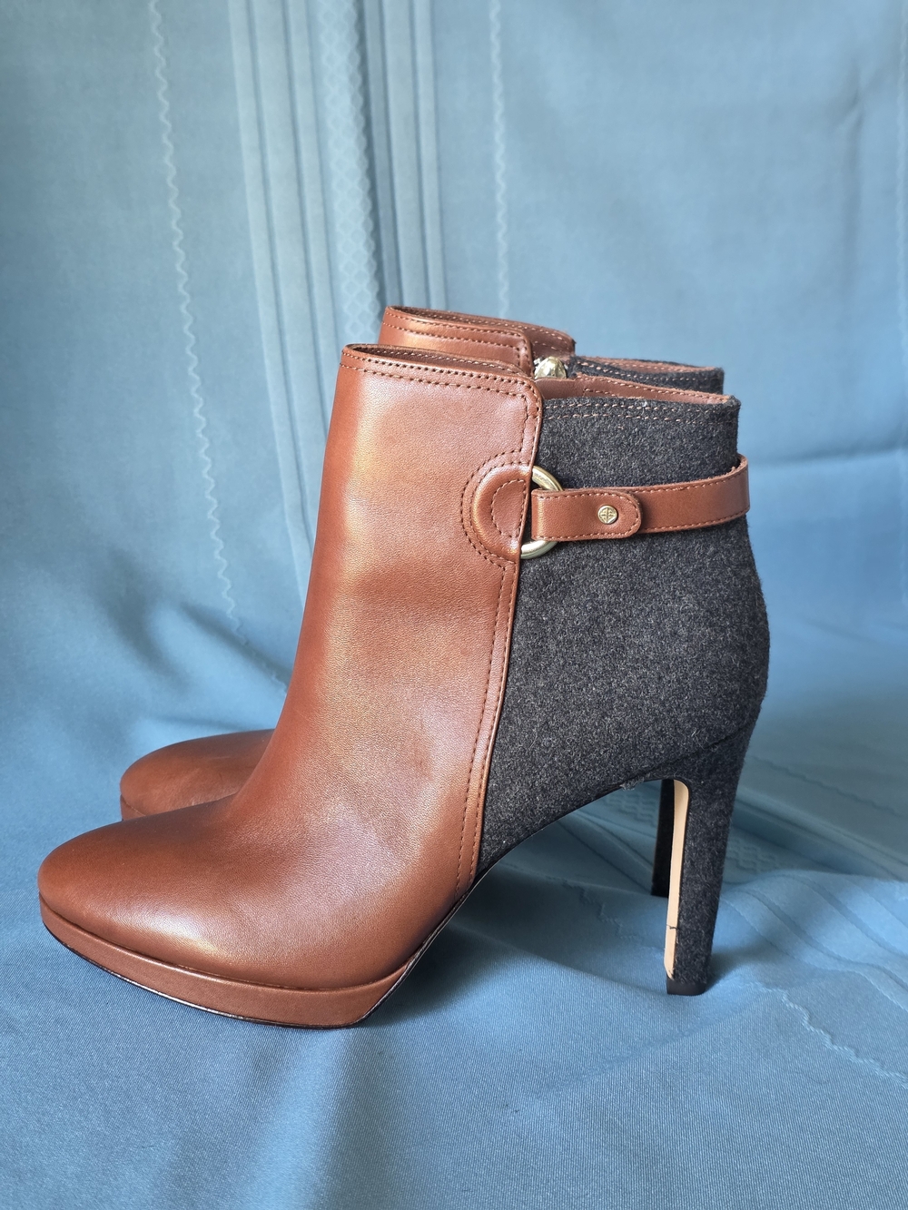 Antonio Melani Knightlee Mixed Media Leather Wool Stiletto Ankle Boots 9M Fall
